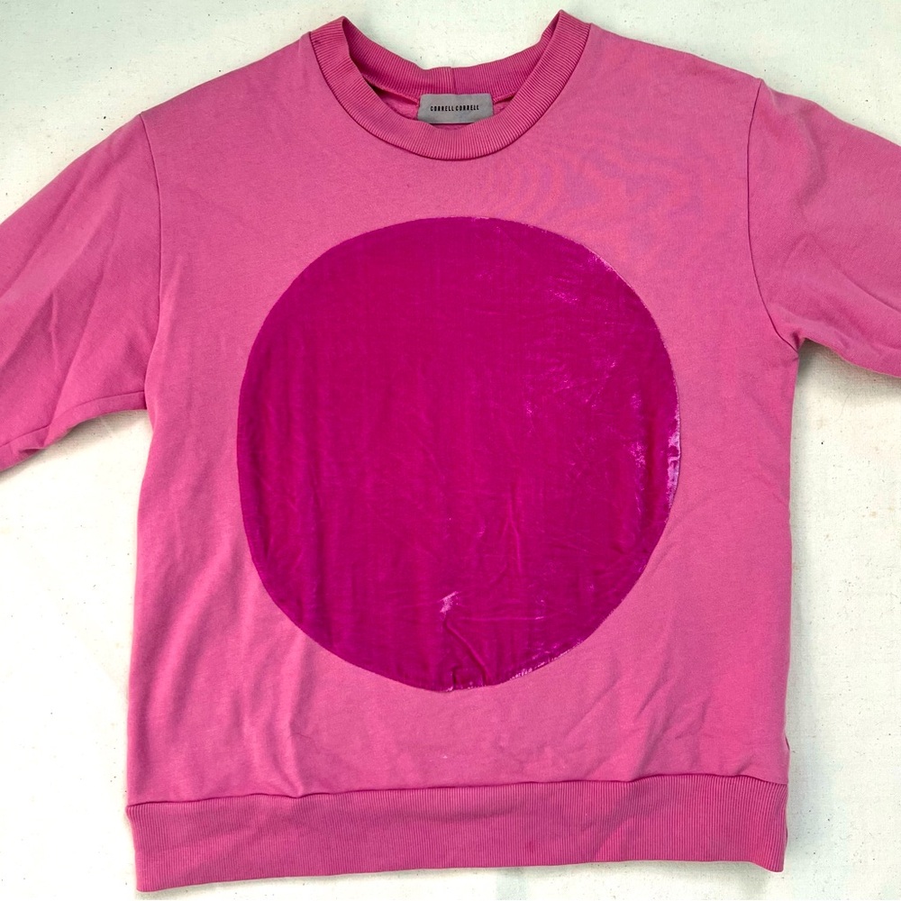 Correll Correll pink cotton/velvet circle sweatshirt